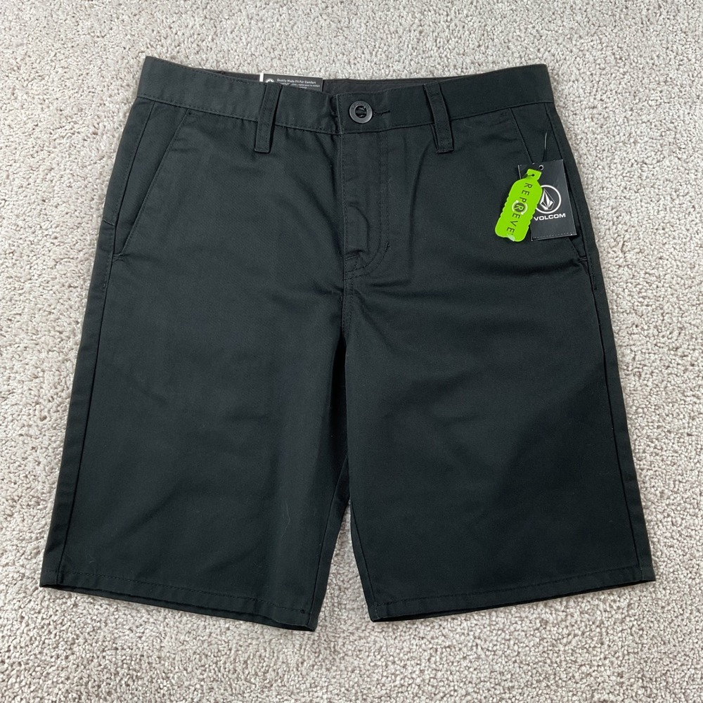 Volcom Youth Frickin Modern Straight Black Chino Shorts Size 27 C0912030 NWT